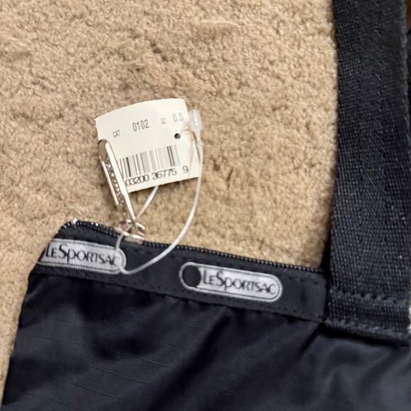 Lesportsac Tote Bag Sequin Anchor Zip Closure Inside Zip Pocket Black - Picture 3 of 8